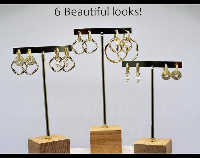 Gold Huggie Hoop Earring Set: 20+ Interchangeable earrings