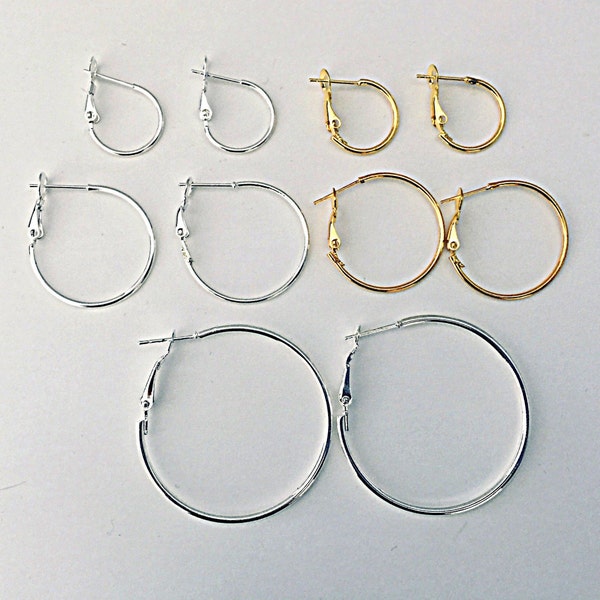 Hoop Earrings, silver hoops, Gold hoops, Easy snap back hoops, hoola hoops