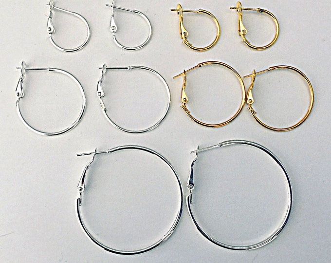 Hoop Earrings, silver hoops, Gold hoops, Easy snap back hoops, hoola hoops