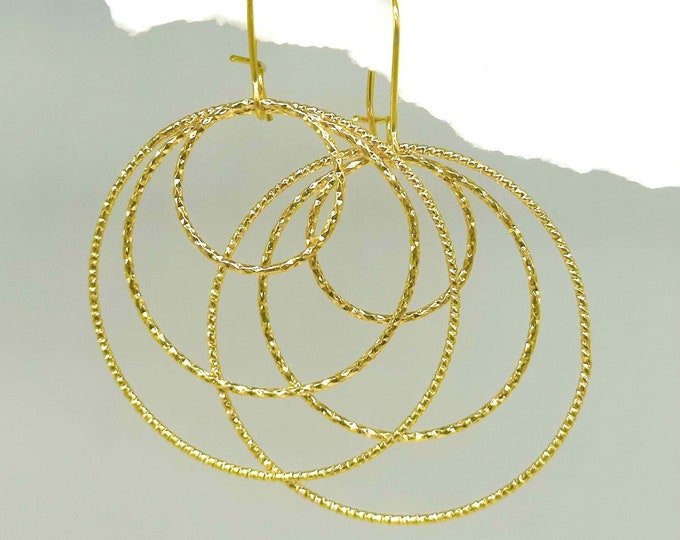 Gold Circles Earrings, Gold Earring Set, Interchangeable Gold earrings, trendy gold earrings, large gold earrings, small gold earrings
