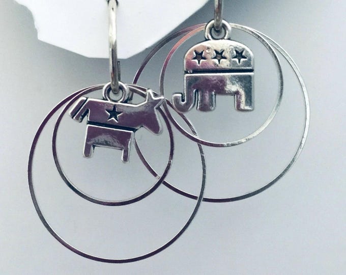 Bipartisan Earrings set, Interchangeable political earrings , Political Earrings bipartisan