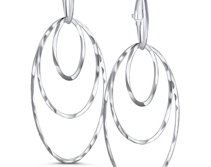 Hammered Drop Earrings, Interchangeable earrings, Hammered Oval Earrings, Silver handmade Crystal earrings, handmade