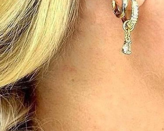 Gold Huggie Hoop Earrings, Interchangeable Gold Huggie Hoop, Huggie Hoop pearl earrings, Gold Earring, Huggie Hoop gold, hoop set