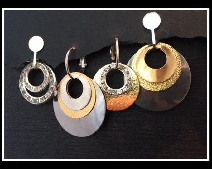 Clip Earrings, silver clip earrings, gold clip earrings, fashion clip earrings, mixed metal clip earrings, interchangeable clip earrings
