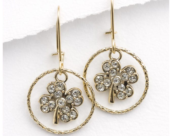 18k Gold Overlay Shamrock Earrings – Interchangeable Hoops & Charms, Layerable St. Patrick’s Day Jewelry