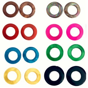 Circle Shell Earring Charms: Colorful Hoolas, Huggie Hoops (Pair)