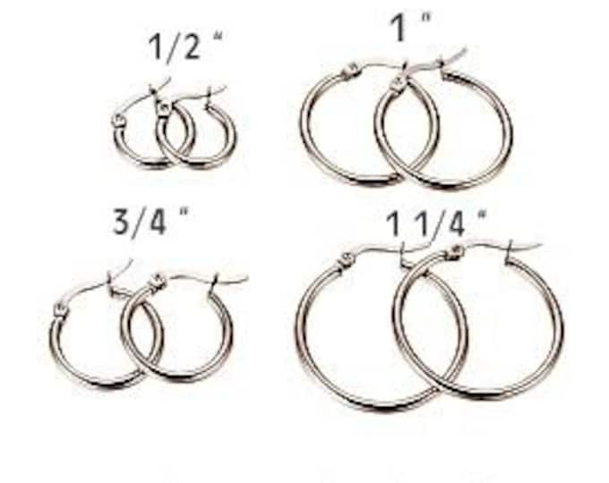Silver Hoop Set, Set of 4 Stainless Steel Hoops, Hypoallergenic hoop Set of 4, stainless hoops, stainless stell hoops