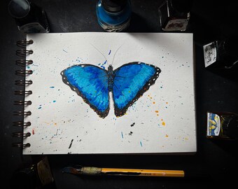 Blue Morpho Butterfly A5 Print