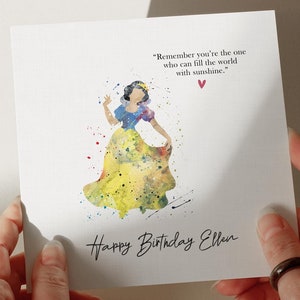 Carte d'anniversaire de Blanche-Neige, carte personnalisée, carte pour fille, carte pour petite-fille, carte pour femme, carte pour soeur, jolie carte # SF851