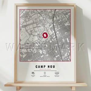 Fußball Stadion Drucken, Stadt Drucken, Karte Drucke Jede Team Club Karte, Fußball Club Karte Drucken, Karte Geschenk, Geschenk für Papa, Barcelona Camp Nou