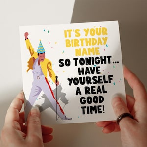 Tarjeta de cumpleaños de Freddie Mercury, tarjeta personalizada, tarjeta de felicitación, tarjeta para hijo, tarjeta para esposo, tarjeta para hija n.° 263