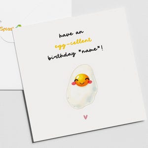 Excelente tarjeta de cumpleaños con un juego de palabras con huevos, personalizada, para hija, esposa, esposo y hermana, divertida #SF777