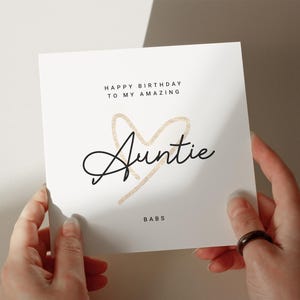 Carte d'anniversaire tante, jolie carte d'anniversaire tante, carte personnalisée, carte pour tante, carte coeur or #766