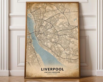 Liverpool City Map Print Framed Wall Art for Home Decor Unique Gift