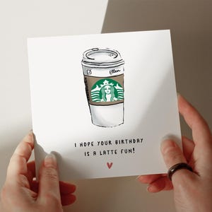 Tarjeta de cumpleaños con café con leche, tarjeta de café personalizada, tarjeta de cumpleaños con juego de palabras sobre café, tarjetas de cumpleaños con café, tarjeta de café divertida n.° 784