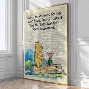 Affiche vintage avec impression d'art, idée cadeau pour lui ou pour elle, décoration d'intérieur, art mural, Winnie l'ourson #3
