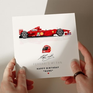 Tarjeta de cumpleaños de Schumacher Ferrari, tarjeta personalizada, tarjeta para hijo, tarjeta para nieto, tarjeta para esposo, tarjeta para hija n.° 109