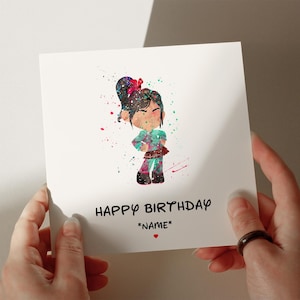 Biglietto di compleanno Vanellope, biglietto personalizzato, biglietto per figlio, biglietto per nipote, biglietto per il 1°, 2°, 3°, 4° compleanno, biglietto per lei #336