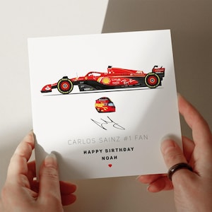 2024 Ferrari Sainz Geburtstagskarte, personalisierte Karte, Karte für Sohn, Karte für Enkel, Karte für Ehemann, Karte für Tochter #647