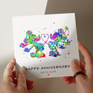 Mickey en Minnie verjaardagskaart, gepersonaliseerde kaart, kaart voor vrouw, kaart voor man, trouwkaart, kaart voor haar #667