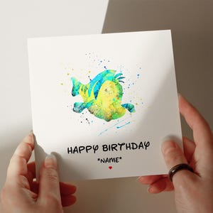 Biglietto di compleanno Flounder, biglietto personalizzato, biglietto per figlio, biglietto per nipote, biglietto per il 1°, 2°, 3°, 4° compleanno, biglietto per lei #337