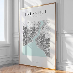 Istanbul City Map Print, Home Decor, Wall Art, Print, Poster, Framed