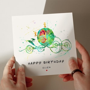 Biglietto di compleanno di Cenerentola, biglietto personalizzato, biglietto per figlio, biglietto per nipote, biglietto per il 1°, 2°, 3°, 4° compleanno, biglietto per lei #323