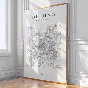 Beijing City Map Print, Home Decor, Wall Art, Print, Poster, Framed