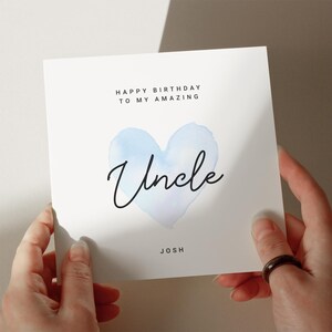 Carte d'anniversaire oncle, jolie carte d'anniversaire oncle, carte personnalisée, carte pour oncle, carte coeur #765