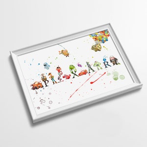 Disney Pixar Watercolour Art Print Poster Gift Idea For Him Or Her | Nursery art | Disney Prints