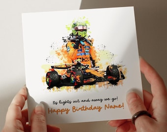 Lando Norris Birthday Card, Formula 1 Racing, Personalised Card #857