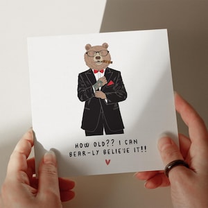 Bear-ly Believe Geburtstagskarte, Süßer Partner Geburtstagskarte, personalisierte Karte, Karte für Freund, Karte für Ehemann, Freund, Lustig #829