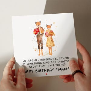 Carte d'anniversaire de M. et Mme Fox, carte personnalisée, carte pour fille, carte pour petite-fille, carte pour femme, carte pour soeur #687