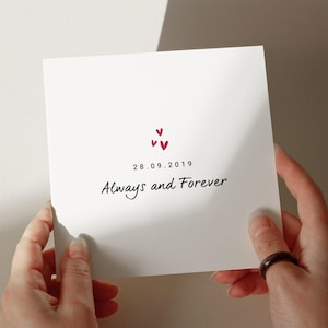 Tarjeta de aniversario personalizada, Siempre y para siempre, Tarjeta de amor, Tarjeta romántica, Esposo/Esposa, Novio/Novia #659