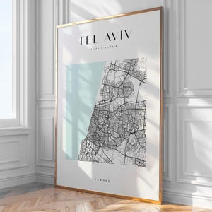 Impression carte de la ville de Tel-Aviv, décoration d'intérieur, art mural, impression, affiche, encadré