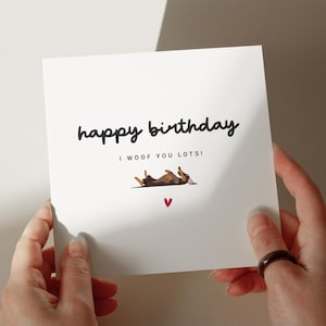 Cartão de aniversário Dachshund, eu te amo muito, cartão personalizado, cartão para cachorro, cartão para animal de estimação #761
