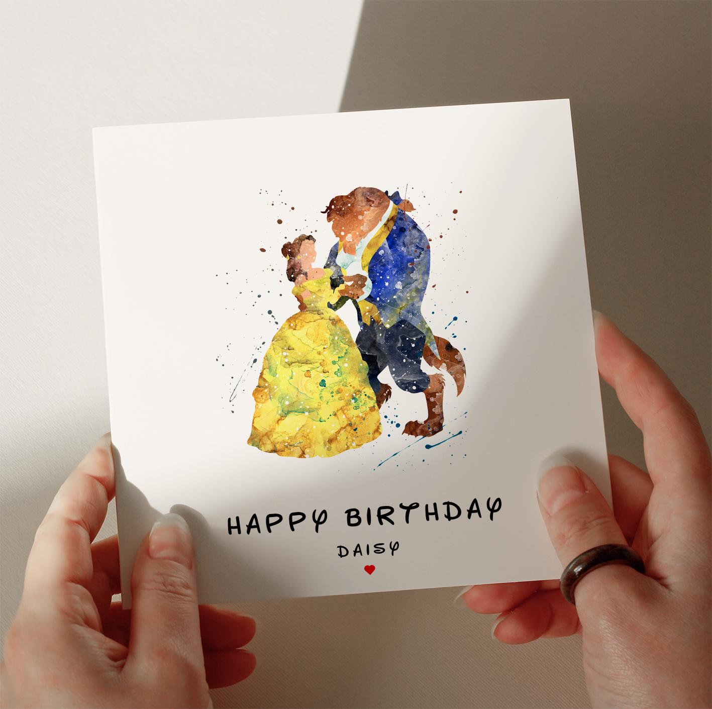 Beauty & The Beast Birthday Card, Personalised Card, Card for Son, Card for Grandson, 1st, 2nd, 3rd, 4th Birthday Card, Card for her #364
