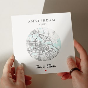 Amsterdam-Verlobungskarte, personalisierte Karte, Hochzeitskarte, Karte für Frau, Karte für Mann, romantische Karte Idee #744