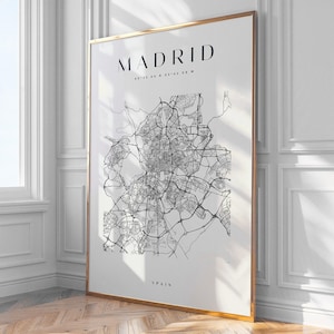 Mapa da cidade de Madrid, impressão, decoração para casa, arte de parede, impressão, pôster, emoldurado