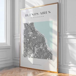 Buenos Aires City Map Druck, Dekoration, Wandkunst, Druck, Poster, gerahmt