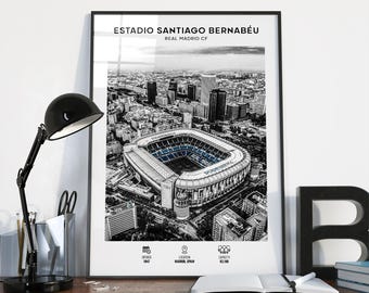 Bernabéu Stadium Fotboll Väggkonsttryck Unik Poster Perfekt Födelsedagspresent