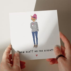 Carte d'anniversaire sans renard, carte d'anniversaire partenaire mignon, carte personnalisée, carte pour ami, carte pour mari, petit ami, drôle #827