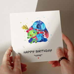 Lilo & Stitch Birthday Card, Personalised Card, Card for Son, Card for Grandson, 1st, 2nd, 3rd, 4th Birthday Card, Card for her #400