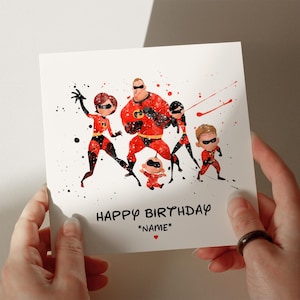 Biglietto di compleanno Incredibili, biglietto personalizzato, biglietto per figlio, biglietto per nipote, biglietto per 1°, 2°, 3°, 4° compleanno, biglietto per lei #613