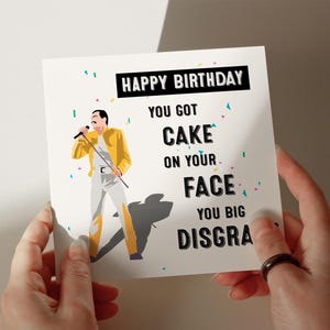 Tarjeta de cumpleaños de Freddie Mercury, tarjeta personalizada, tarjeta de felicitación, tarjeta para hijo, tarjeta para nieto, tarjeta para esposo n.° 224
