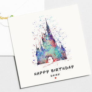 Carte d'anniversaire château, carte personnalisée, carte pour fille, carte pour petite-fille, carte pour femme, carte pour soeur # SF148