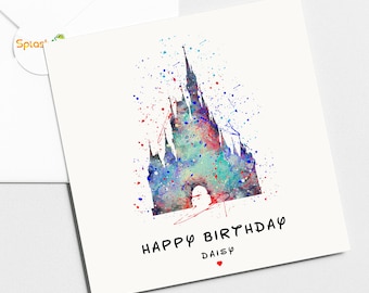 Castle Birthday Card, Personalised Card, Card for Daughter, Card for Granddaughter, Card for Wife, Card for Sister #SF148