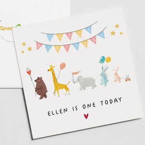 Tarjeta de primer cumpleaños, personalizada, para hija, nieta, hijo o nieto #SF754