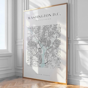 Washington D.C. Karte, Home Decor, Wandkunst, Druck, Poster, gerahmt