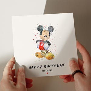 Carte d'anniversaire Mickey, carte personnalisée, carte pour fils, carte pour petit-fils, 1er, 2e, 3e, 4e, 5e anniversaire, carte pour elle #163